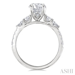 1/2 Ctw Pear and Round Cut Diamond Semi-Mount Engagement Ring in 14K White Gold