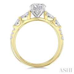 3/8 Ctw Marquise and Round Cut Diamond Semi-Mount Engagement Ring in 14K Yellow and White Gold