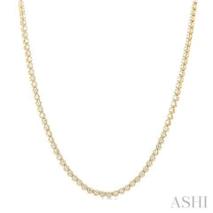 3 Ctw Illusion Round Cut Diamond Eternity Tennis Necklace in 14K Yellow Gold