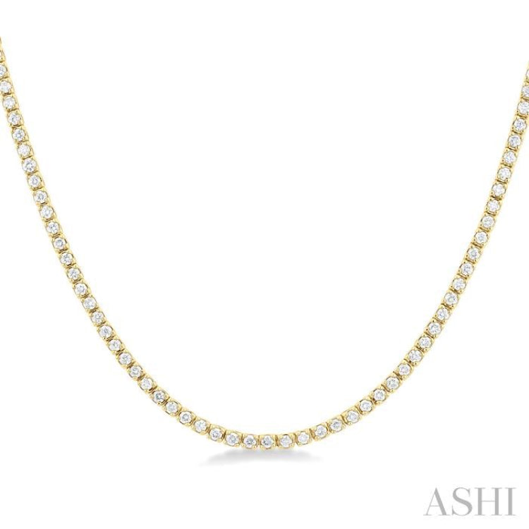 1 Ctw Round Cut Diamond Halfway Tennis Necklace in 10K Yellow Gold