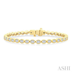 3 3/4 Ctw East-West Bezel Set Oval Cut Diamond Tennis Bracelet in 14K Yellow Gold