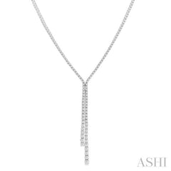 3 Ctw Open-End Y-Shape Round Cut Diamond Lariat Necklace in 14K White Gold
