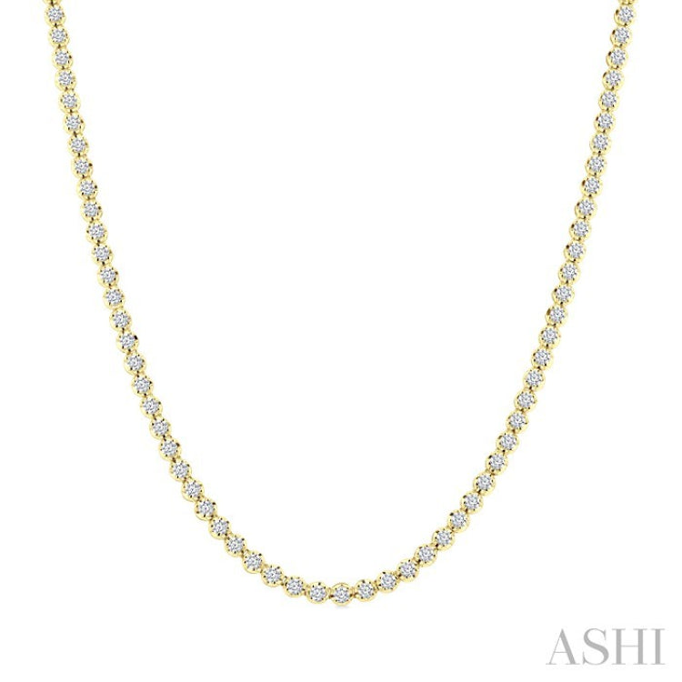 5 Ctw Illusion Round Cut Diamond Eternity Tennis Necklace in 14K Yellow Gold