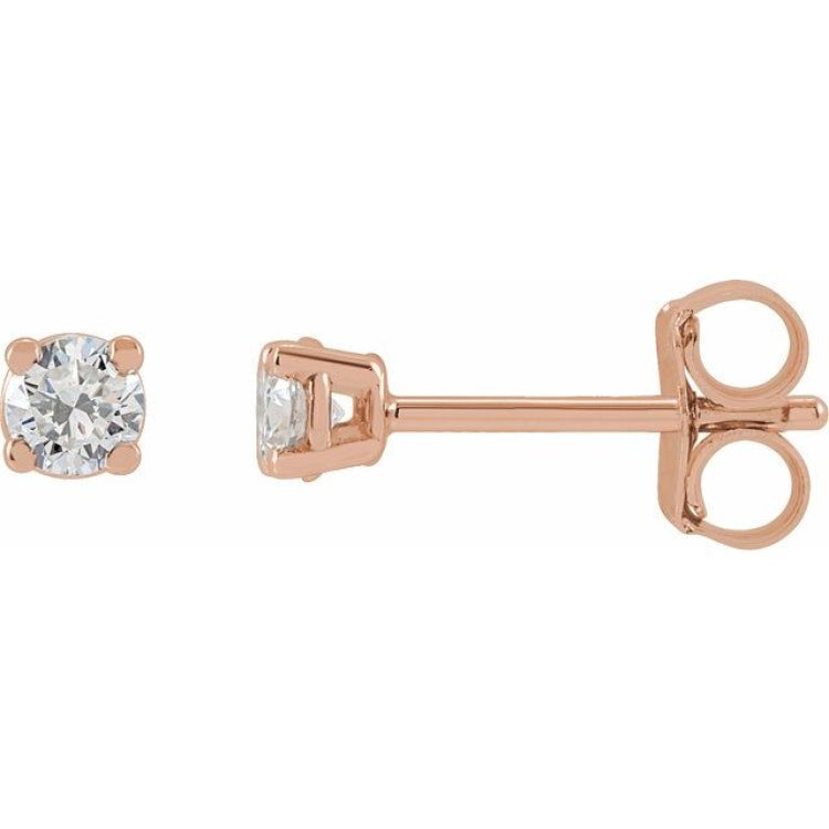 14K Rose Gold 1/6 CTW Natural Diamond Earrings