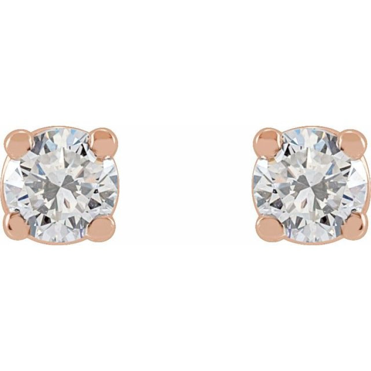 14K Rose Gold 1/6 CTW Natural Diamond Earrings