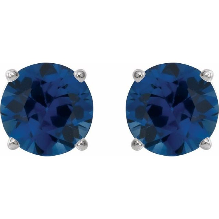 Platinum 6 mm Lab-Grown Blue Sapphire Earrings