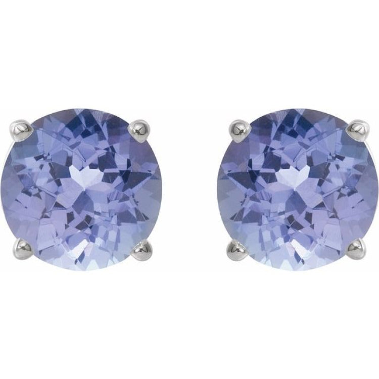 Platinum 7 mm Natural Tanzanite Earrings