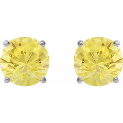Platinum 7 mm Lab-Grown Yellow Sapphire Earrings