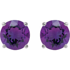 Platinum 6 mm Natural Amethyst Earrings