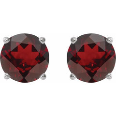 Sterling Silver 7 mm Natural Mozambique Garnet Earrings