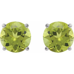 Sterling Silver 8 mm Natural Peridot Earrings