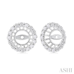 5/8 Ctw Round Cut Diamond 6MM Round Earrings Jacket in 14K White Gold