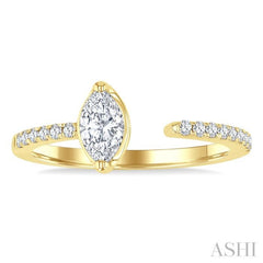 3/8 Ctw Marquise and Round Cut Diamond Fashion Open Ring in 14K Yellow Gold