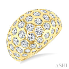 3 1/3 Ctw Hexagon Round Cut Diamond Fashion Ring in 14K Yellow Gold