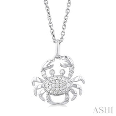 1/6 Ctw Petite Crab Round Cut Diamond Fashion Pendant With Chain in 10K White Gold