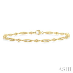 1/4 Ctw Marquise Link Round Cut Diamond Fashion Bracelet in 10K Yellow Gold