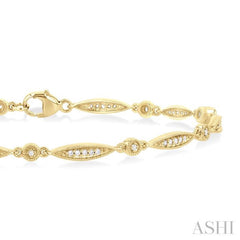 1/4 Ctw Marquise Link Round Cut Diamond Fashion Bracelet in 10K Yellow Gold