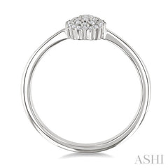 1/6 Ctw Petite Oval Shape Round Cut Diamond Cluster Fashion Ring in 10K White Gold