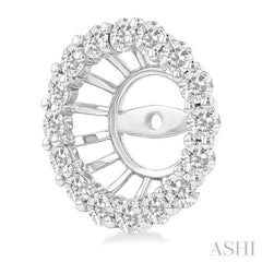 1 1/10 Ctw Round Cut Diamond 6.5MM Round Earrings Jacket in 14K White Gold