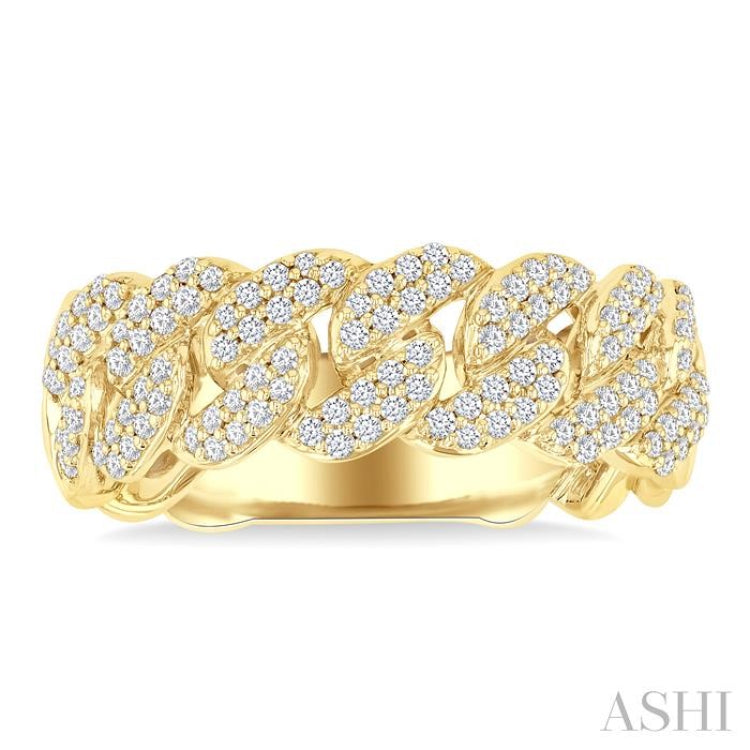 1/2 Ctw Cuban Link Round Cut Diamond Fashion Band in 14K Yellow Gold