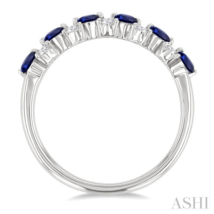 2.7 MM Sapphire and 1/3 Ctw Round Cut Diamond Precious Band in 14K White Gold