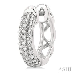 1/4 Ctw Petite Triple Row Round Cut Diamond Fashion Huggies in 10K White Gold