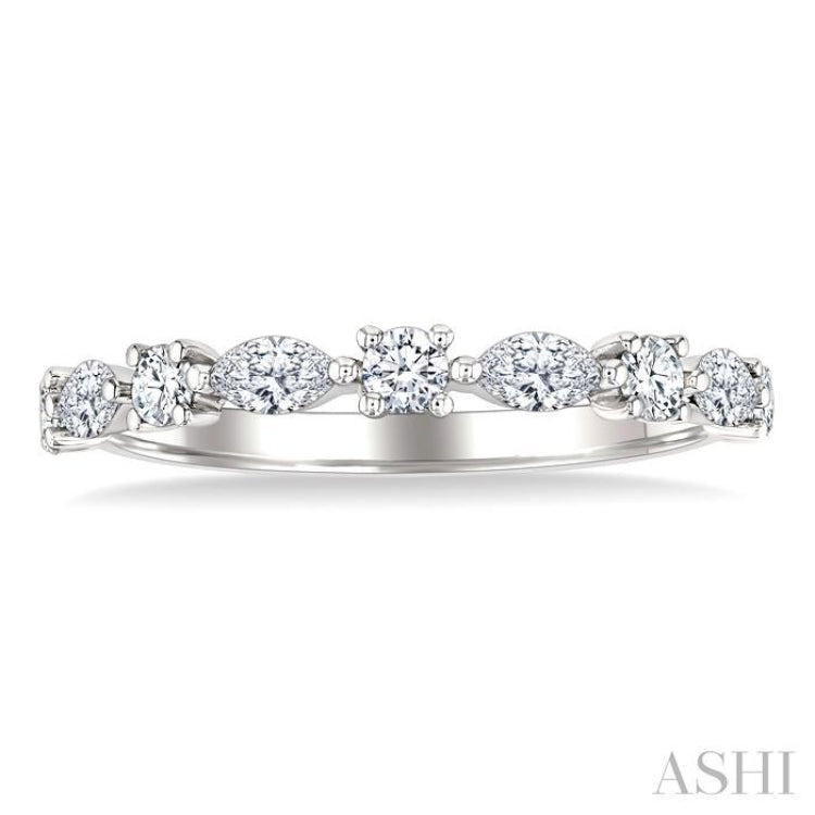 5/8 Ctw Scatter East-West Set Marquise and Round Cut Diamond Fashion Band in 14K White Gold