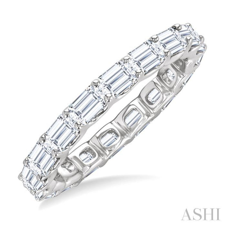2 1/10 Ctw East-West Set Emerald Cut Diamond Eternity Wedding Band in 14K White Gold