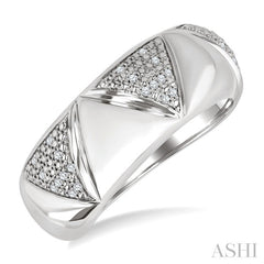 1/10 Ctw Bold Straight and Inverted Chevron Round Cut Diamond Wide Fashion Band in Sterling Silver
