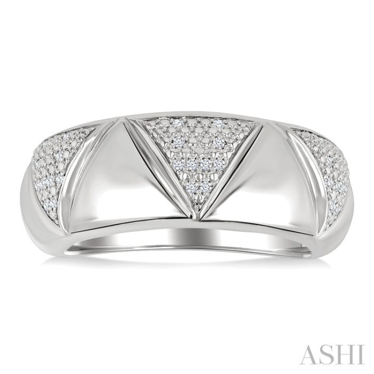 1/10 Ctw Bold Straight and Inverted Chevron Round Cut Diamond Wide Fashion Band in Sterling Silver
