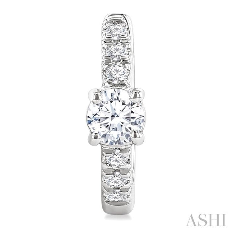 3/8 Ctw Round Shape Round Cut Diamond Fashion Huggie Petite Earrings in 14K White Gold