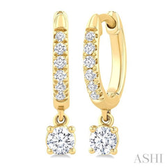 3/8 Ctw Round Shape Round Cut Diamond Fashion Huggie Petite Earrings in 14K Yellow Gold