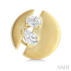 1/2 Ctw Split Circle Oval and Pear Cut Diamond Fashion Stud Earrings in 14K Yellow Gold