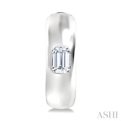 1/3 Ctw Bezel Set Emerald Cut Diamond Fashion Huggie Earrings in 14K White Gold