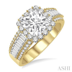 1 1/5 Ctw Diamond Semi-Mount Engagement Ring in 14K Yellow and White Gold