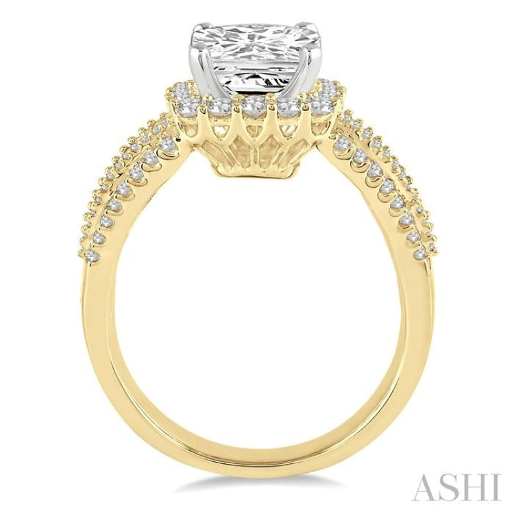 1 1/5 Ctw Diamond Semi-Mount Engagement Ring in 14K Yellow and White Gold