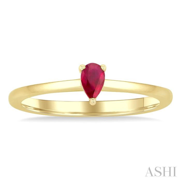 5x3 MM Pear Shape Ruby Precious Solitaire Ring in 14K Yellow Gold