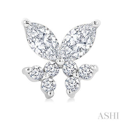 3/8 Ctw Marquise and Round Cut Diamond Criss Cross Fish Stud Earrings in 14K White Gold