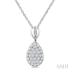 1/4 Ctw Pear Shape Pave Set Round Cut Diamond Fashion Pendant With Chain in 10K White Gold