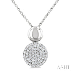 1/4 Ctw Circular Mount Pave Set Round Cut Diamond Fashion Pendant With Chain in 10K White Gold