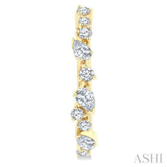 3/4 Ctw Round & Pear Diamond Cut Scatter Fashion Hoop Earrings in 14K Yellow Gold