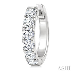 1 Ctw Round Cut Diamond Hoop Earrings in 14K White Gold