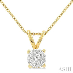 1/3 Ctw Lovebright Chevron Bail Round Cut Diamond Solitaire Pendant With Chain in 14K Yellow and White Gold