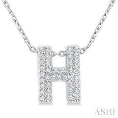 1/8 Ctw Bubble Accent Initial 'H' Round Cut Diamond Fashion Pendant With Chain in 10K White Gold